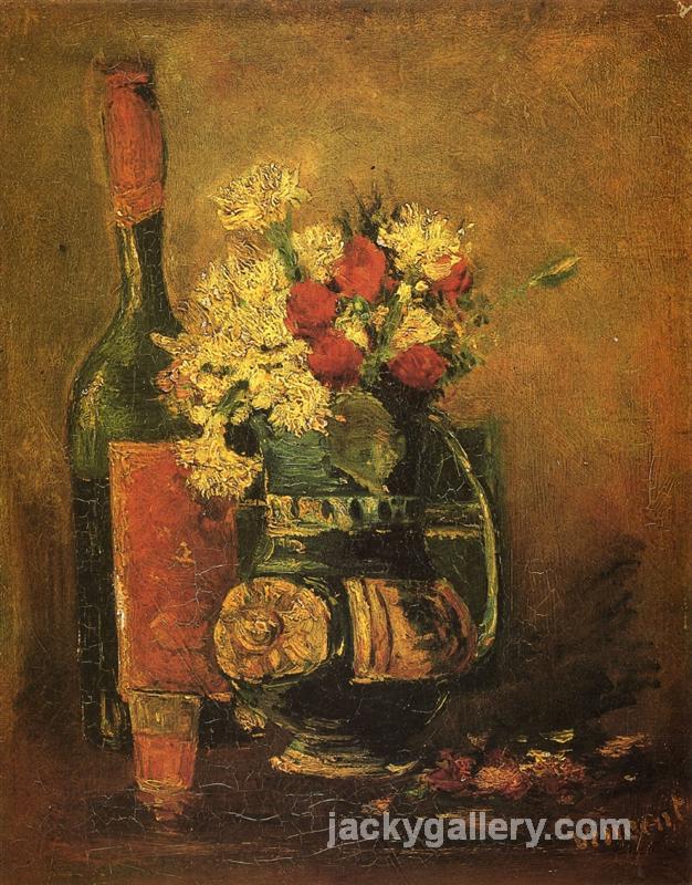 Vase with Carnations and Bottle, Van Gogh painting